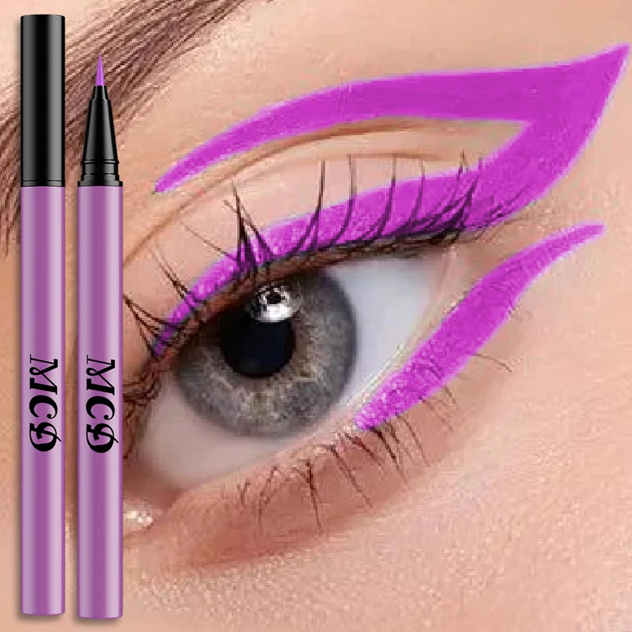 8Colors Liquid Eyeliner Neon Colored Eyeliner Pen Waterproof Uv Blacklight Fluorescent Face Body Paint Makeup Yellow Purple Red