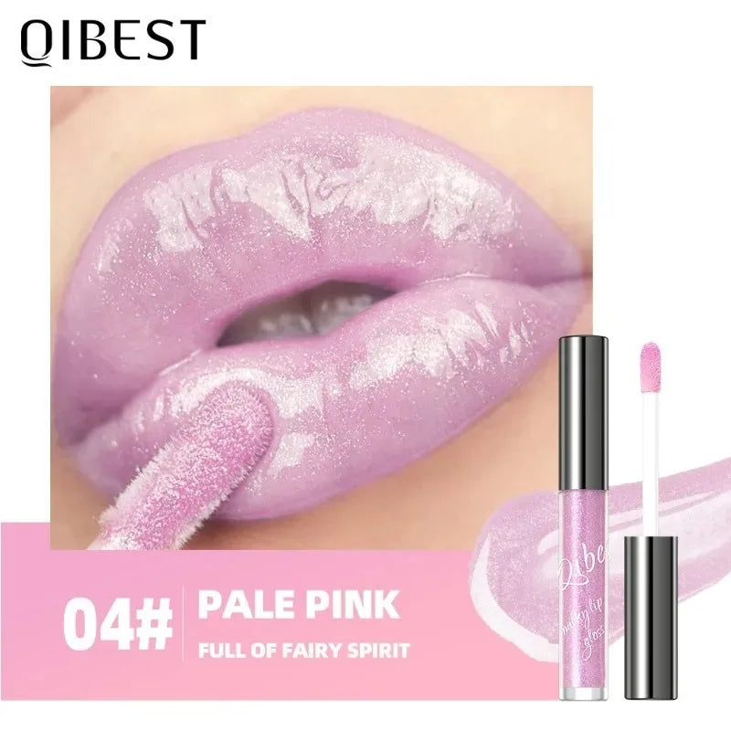 Shimmering Taro Purple Lip Gloss Moisturizing Plumping Gold Sparkle Lip Gloss Glassy Jelly Shine Liquid Lipstick for Sexy Makeup