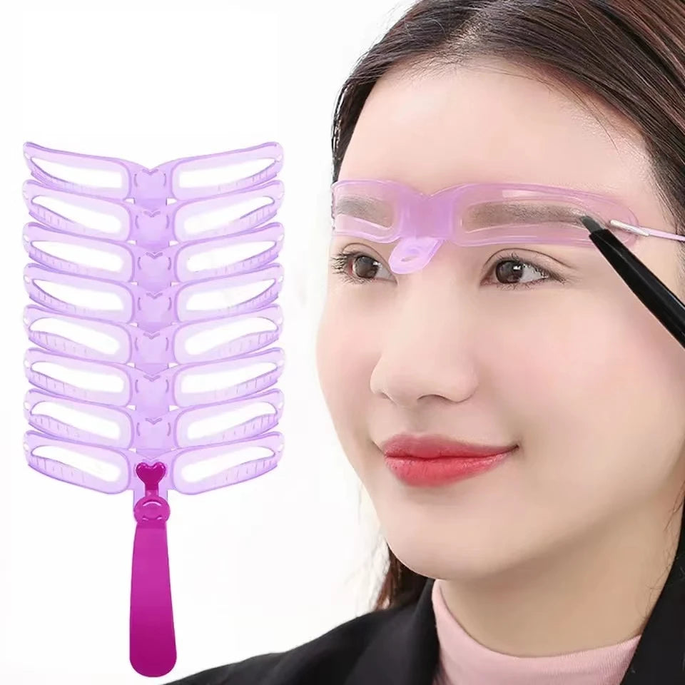8 in1 Eyebrow Shaping Template Reusable Eyebrows Shaper Stencils Kit Grooming Card Definition Brow Makeup Tools Accessories