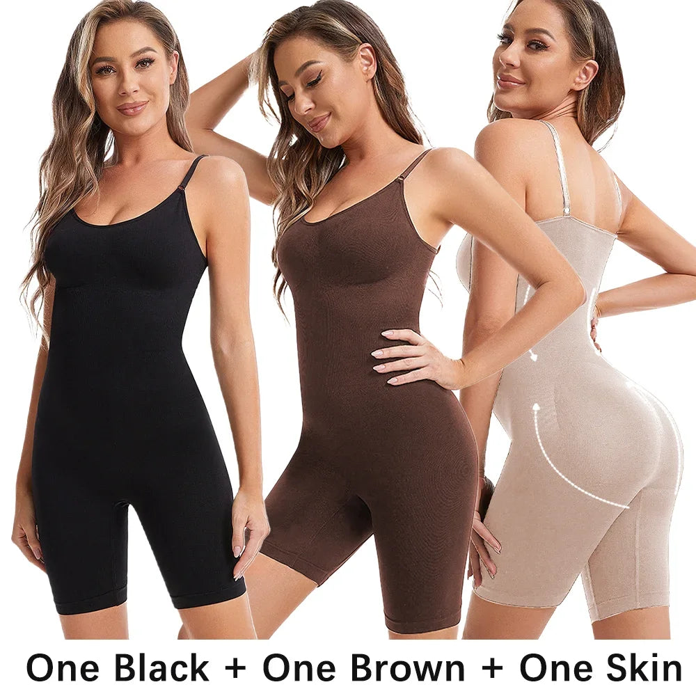 Seamless Women Bodysuit Butt Lifter Shapewear Waist Trainer Body Shaper Strappy-Back Chest Enhancing Corrective Underwear Corset