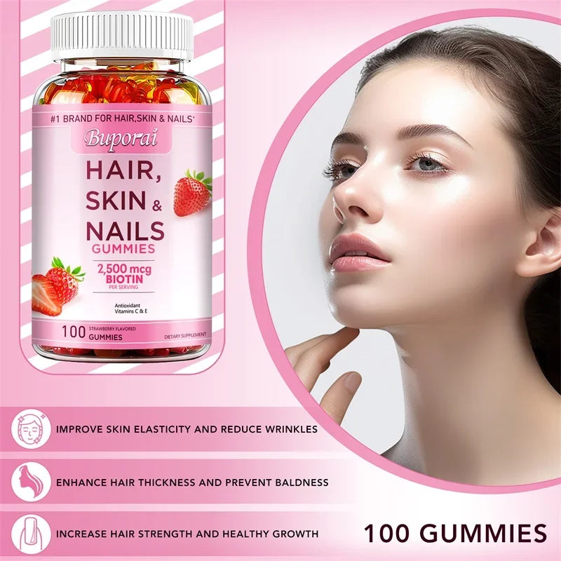 Hair, Skin and Nails Gummies - Supports Skin Care, Nails, Hair, Antioxidants and The Immune System, Antioxidant