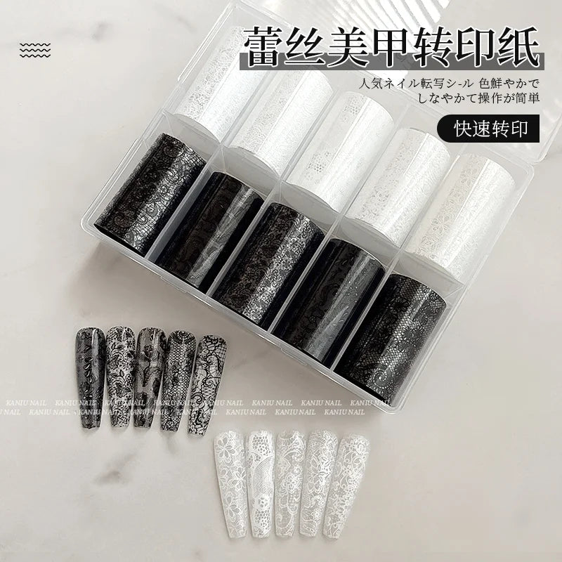 10Rolls  Iridescent Mermaid Aurora Nail Transfer Paper 50x4cm Nail Art Foil  Adhesive Nail art Decoration DIY Nail Supplies