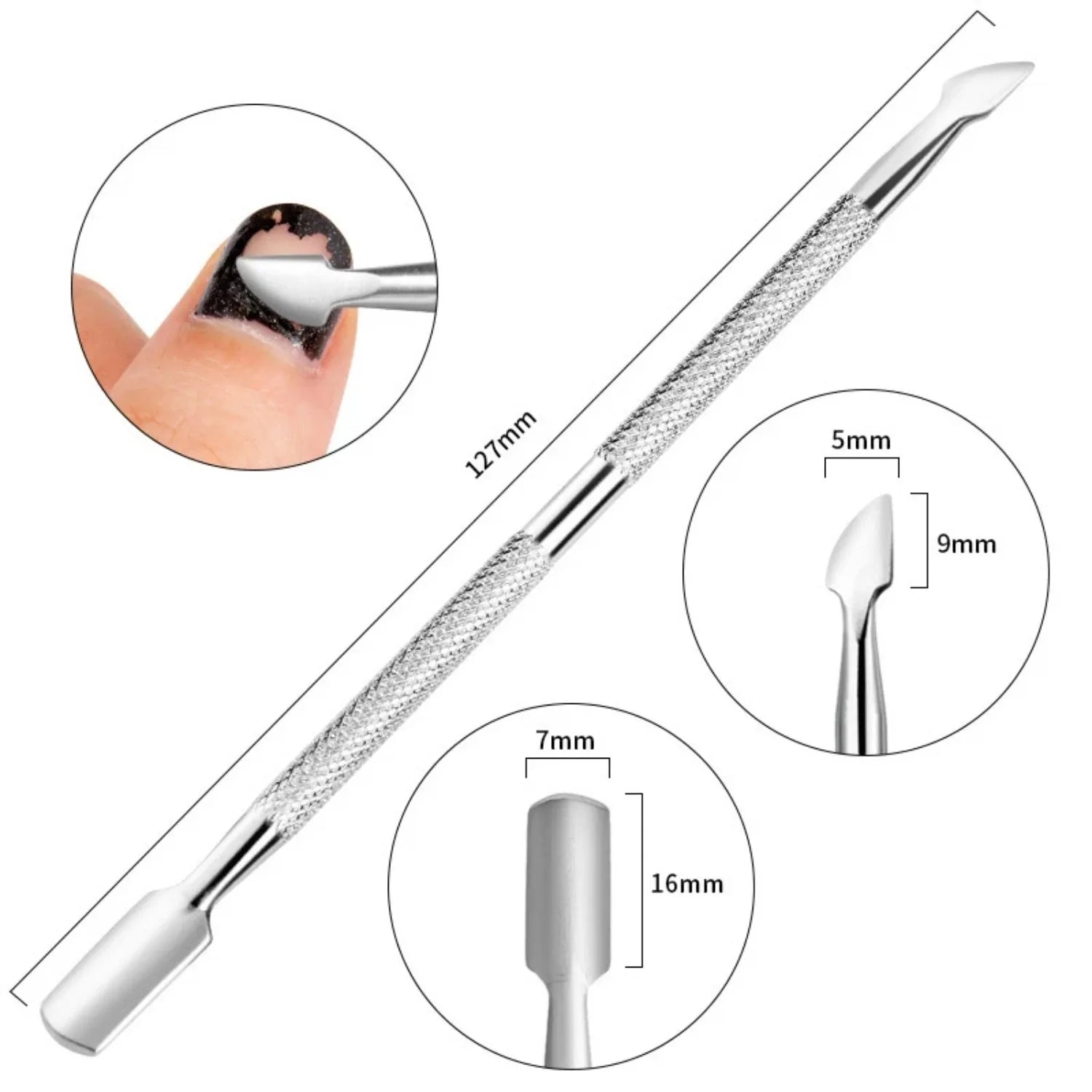 Double-ended Stainless Steel Cuticle Pusher Dead Skin Push Remover For Pedicure Manicure Nail Art Cleaner Care Tool Factory Sale