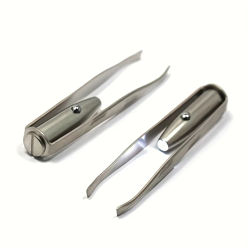 1/2pcs Upgraded LED Light Brow Tweezers Tool with Intelligent Design for Perfect Eyebrow Shaping and Fake Lash Application