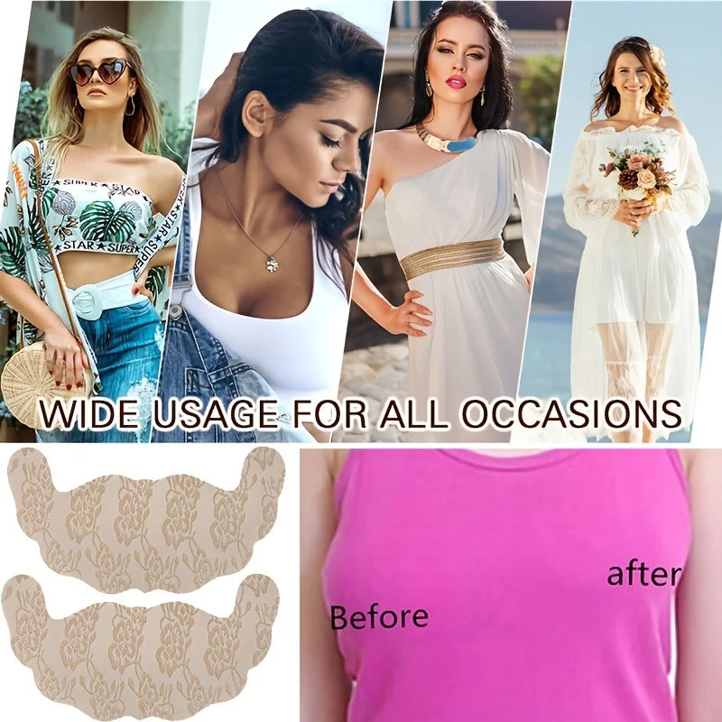 8 Pair U Shape Lift Up Chest Pad for Women Sexy Lace Breastable Self Adhesive Breast Petals New Invisible Disposable Chest Paste