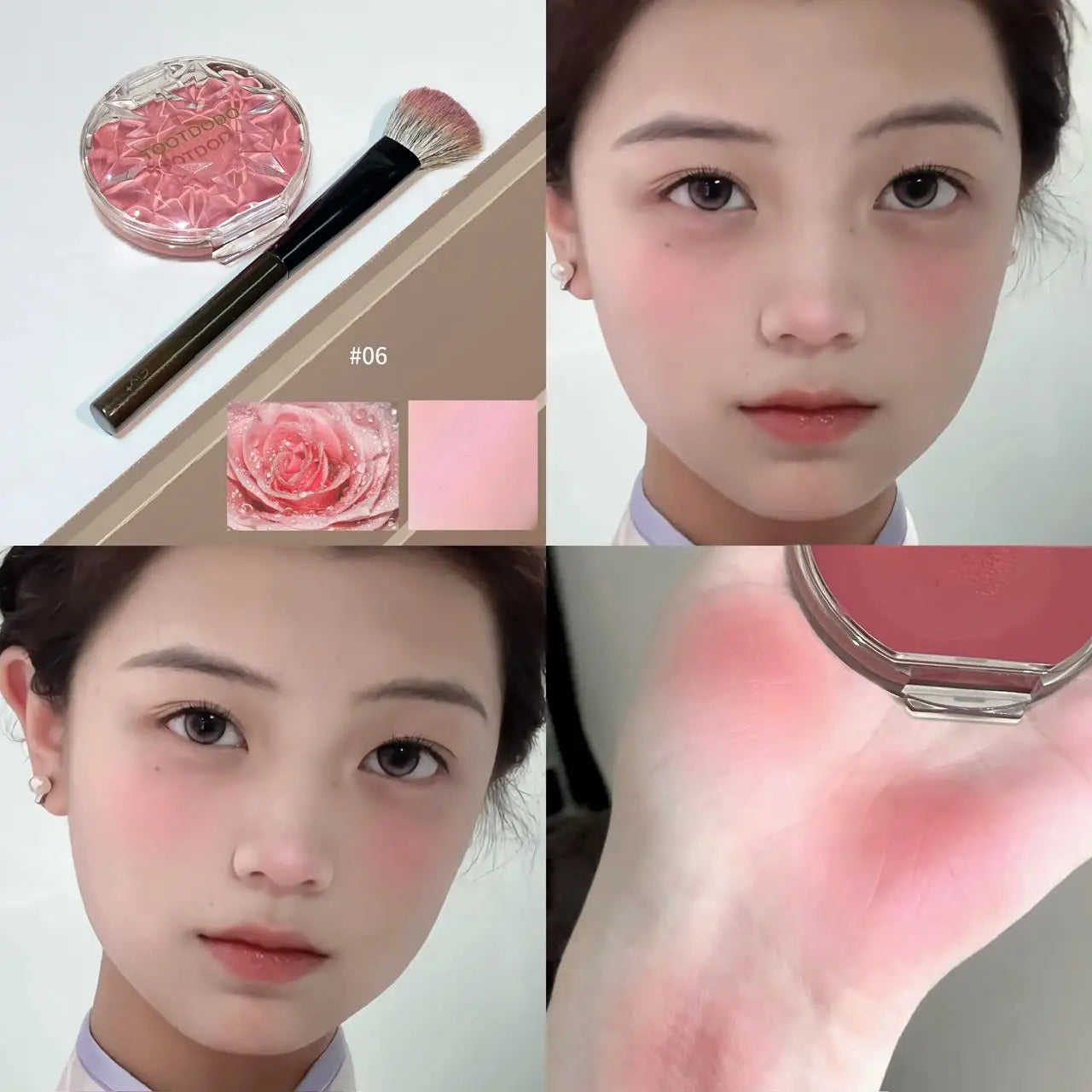 Peach Pink Dyeing Face Blush Cream Pearl Matte Blusher Plate Facial Highlighter Beauty Makeup Brightening Easy Color Rouge Cheek
