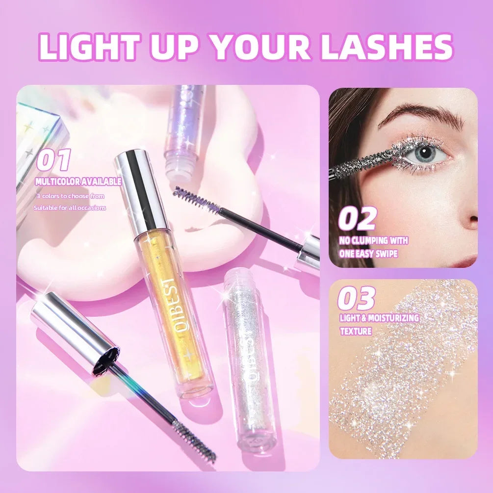 Diamond Purple Mascara Shining Sequins Glitter Eyelashes Quick Dry Sweat Proof Lasting Curling Thick Mascara Shimmer Makeup тушь
