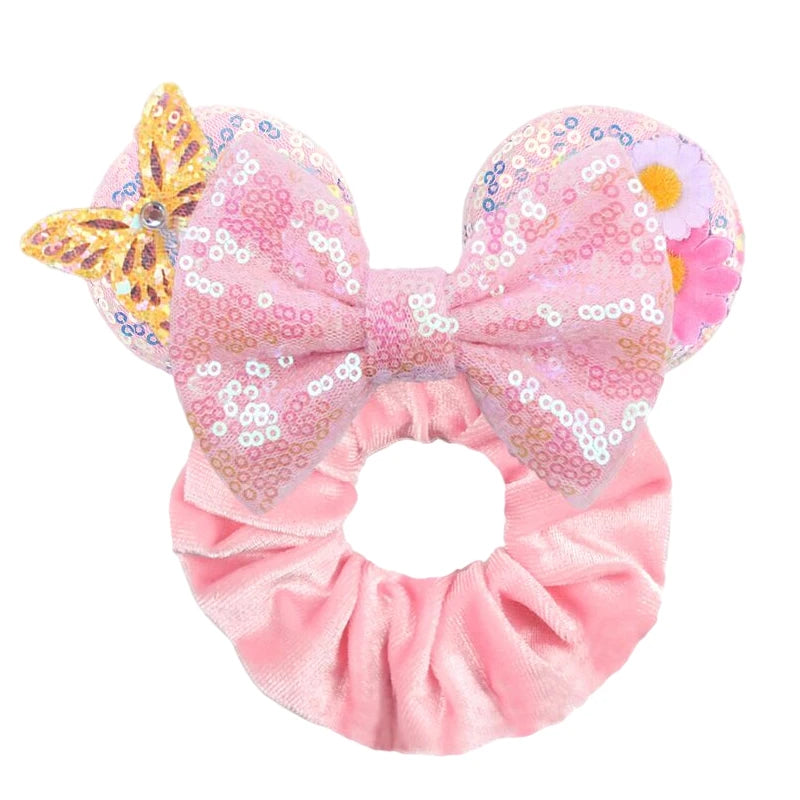 Women Ears Hair Scrunchies Velvet Hairbands For Girls Sequins Bows Headband Women Trip DIY Accessories Mouse Party Decor