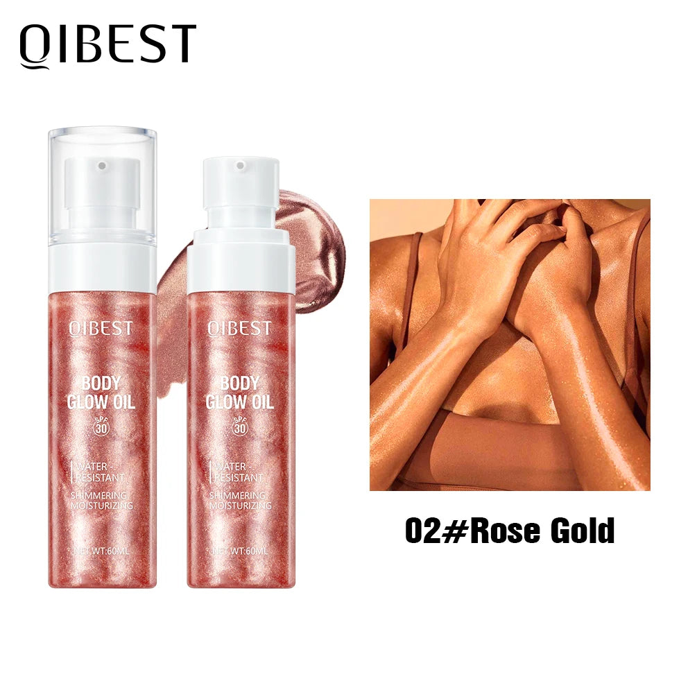 Body Shimmer Oil Liquid Highlighter Long Lasting Sequin Illuminating Moisturizing Highlight Facial Contour Brightening Makeup