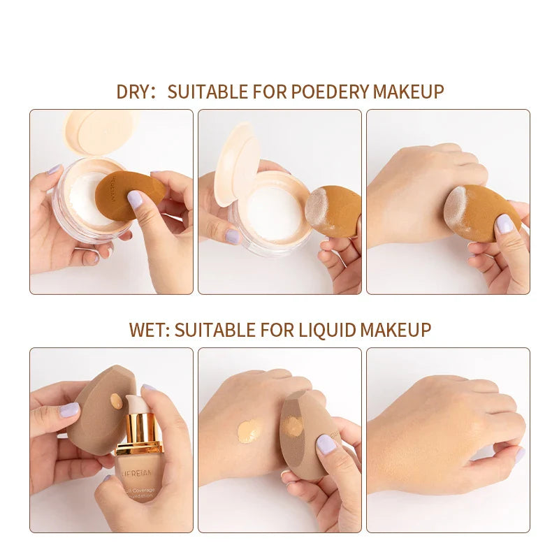 HEREIAM New Makeup Sponge Puff With Storage Bag Dry and Wet Professional For Foundation Soft Smooth Beauty Tools & Accessories