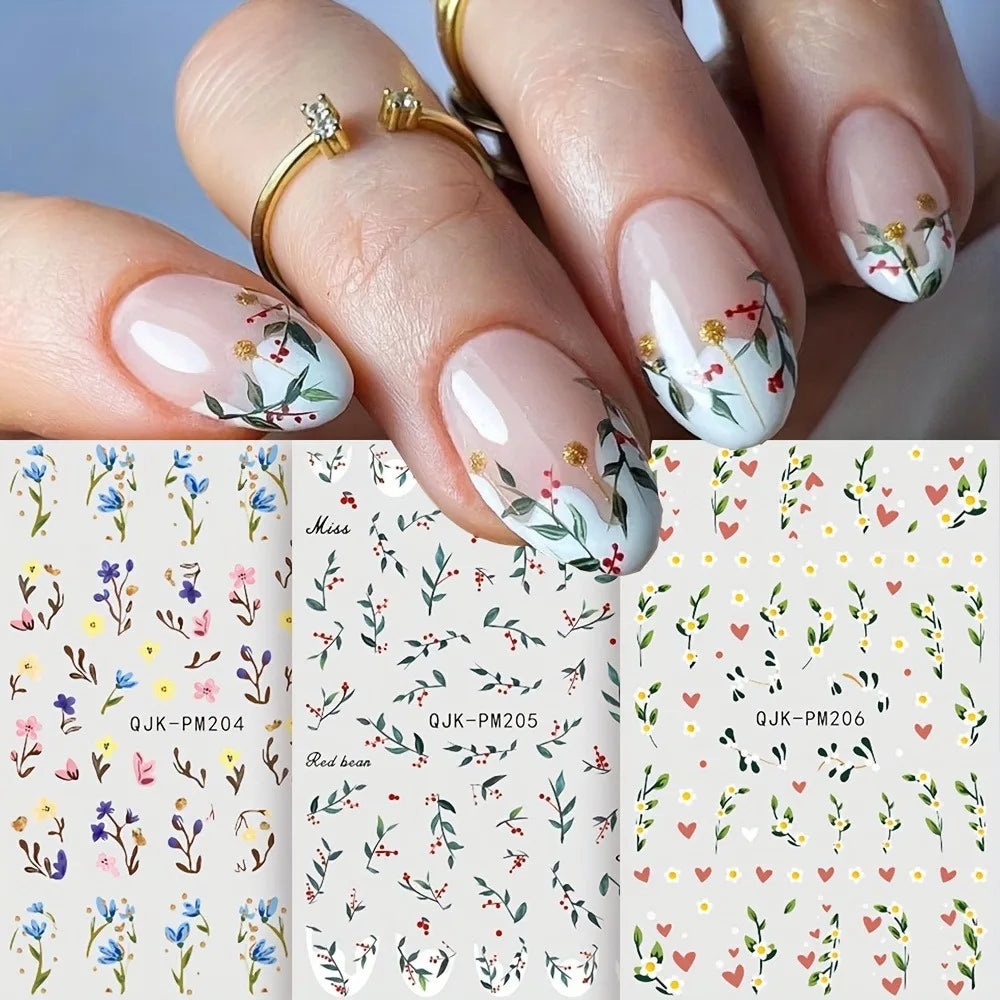 Spring and summer gradient ink flower nail stickers, used for DIY nail decoration in daily life, festivals, parties, and wedding