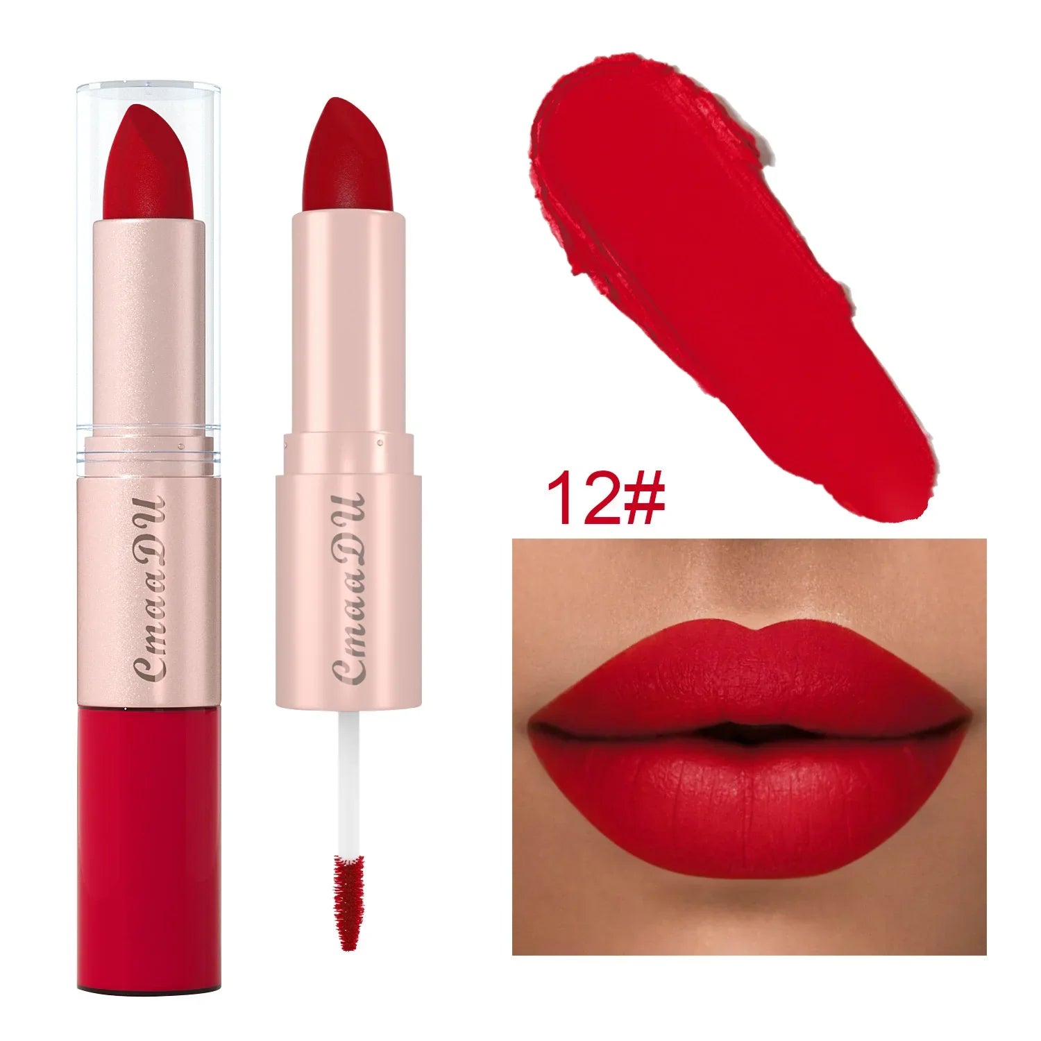 Double Ended Matte Lipstick Waterproof Nude Matte Velvet Glossy Lip Gloss Lip Balm Sexy Red Lip Tint Women Fashion Makeup Gift