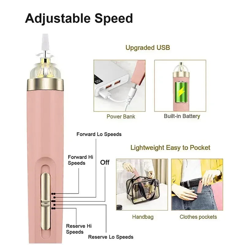 5 in 1 Electric Nail Drill Sander Nail Manicure Machine Art Pen Tools Remover Exfoliating Polishing Nail Machine For Gel Remover