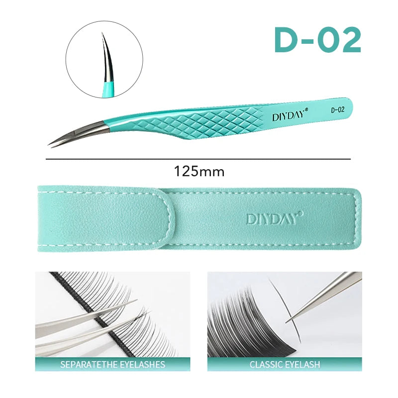DIYDAY Anti-Slip Eyelash Extensions Tweezers High-Density Fiber Tip Eyebrow Tweezer Professional Precision Beauty Tools