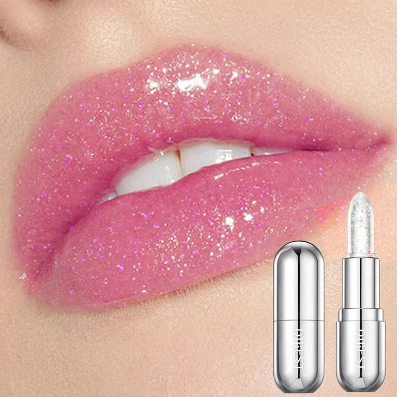 Glitter Lipstick Lip Balm Color Change Transparent Moisturizing Crystal Jelly Pearlescent Lip Plumper Gloss Tint Cosmetic