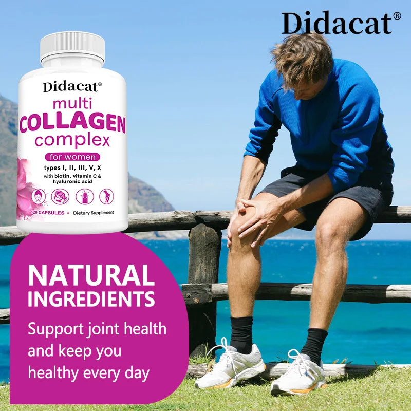 Didacat Multi-Collagen Complex - Biotin, Vitamin C, Hyaluronic Acid for Skin, Nails, Hair, Joints and Cellular Health