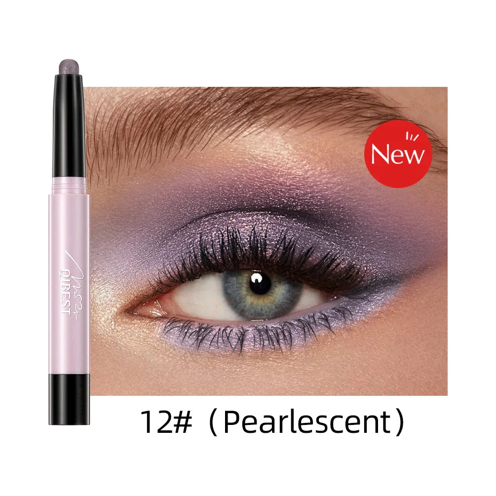 QIBEST Pearlescent Silkworm Eyeshadow Pen Waterproof Eyeshadow Pencil Glitter Matte Nude Gold Eye Shadow Pen Pigment Cosmetics