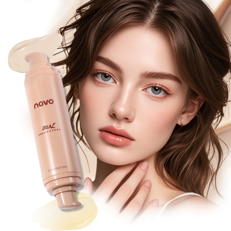 2-In-1double Liquid Foundation & Primer, Waterproof & Sweatproof, Long-Lasting Non-Transfer,Moisturizing & Isolating, Hide Pores