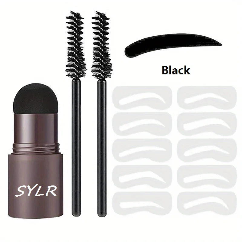 Professional eyebrow seal shaping set pen waterproof makeup pen female lasting perfect eyebrow template and 10 templates and bru