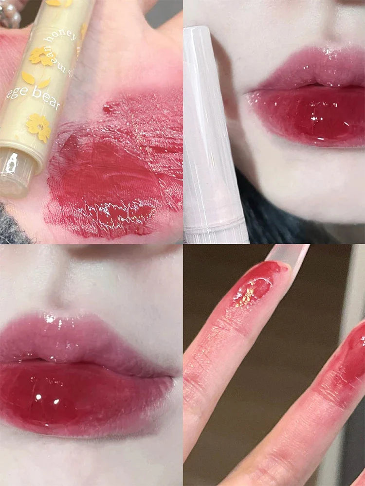 Gege bear flower words honey lipstick moisturizing mirror gloss jelly love lipstick lipstick pen