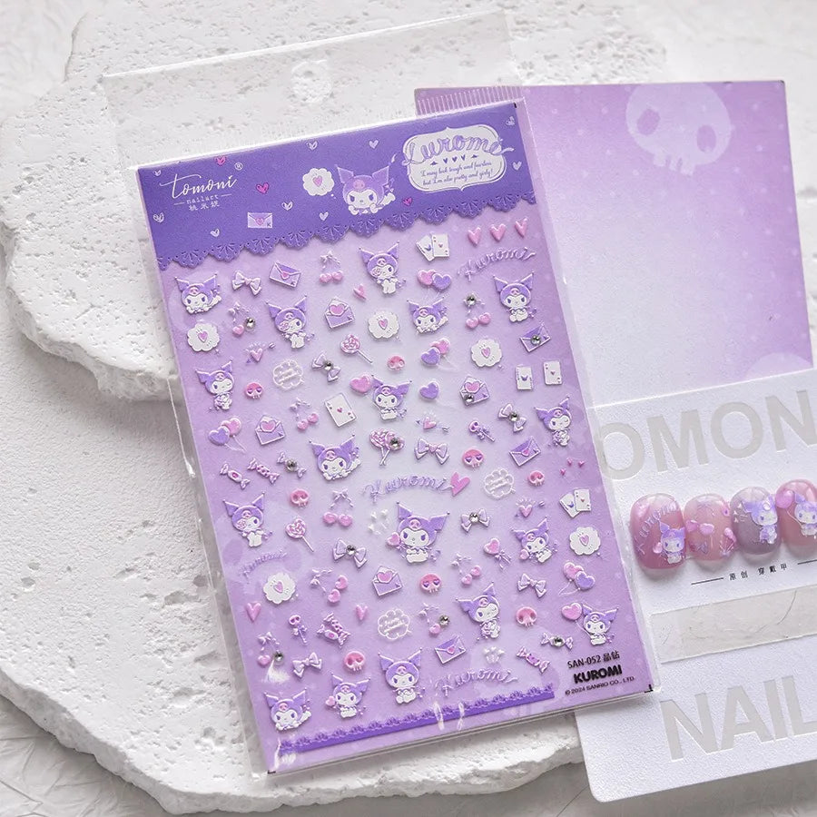 1PCS New Color Laser Hello Kitty Cartoon 5D Nail Stickers Sanrio Cinnamoroll Pochacco Nail Art Supplies DIY Nail Art Stickers