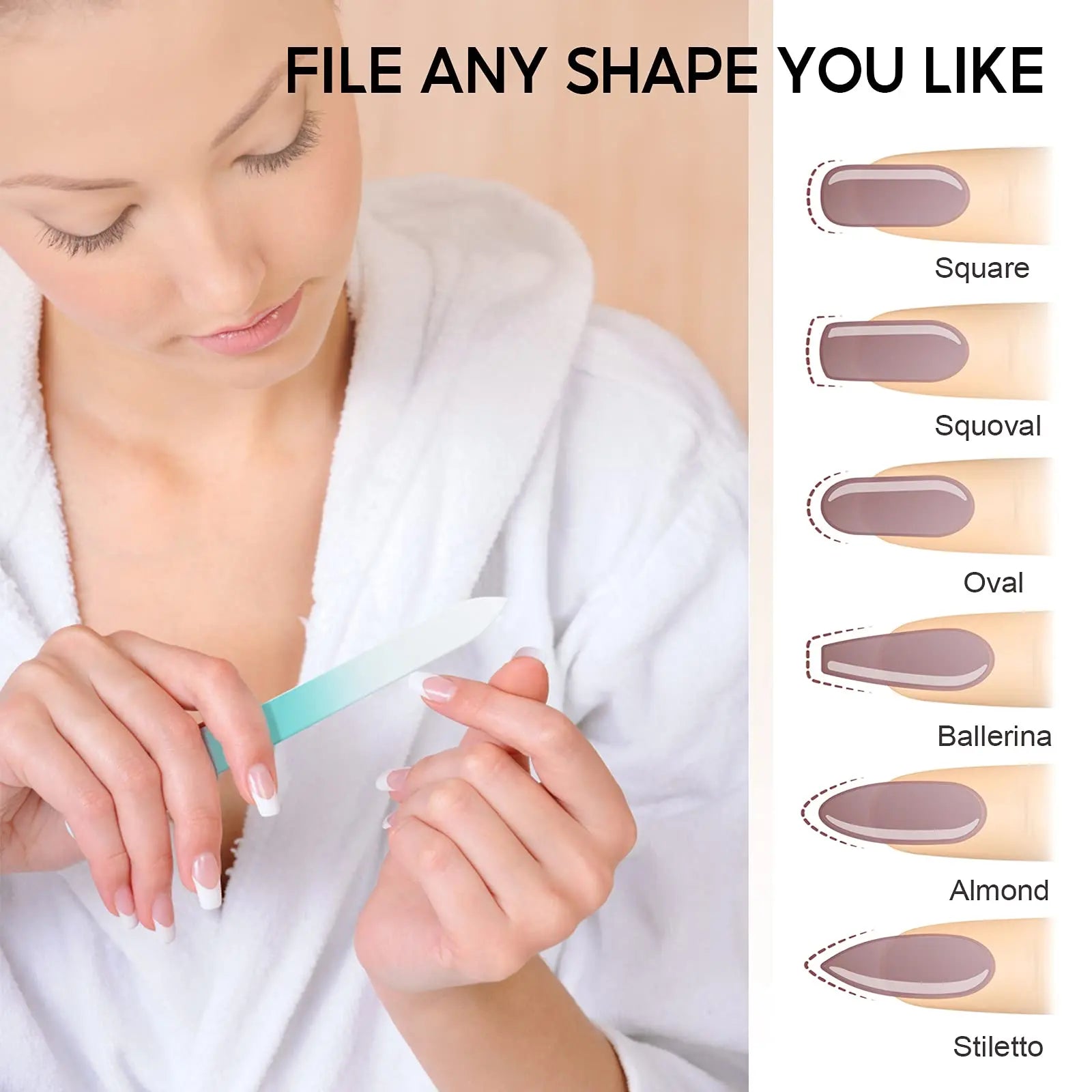 1/3 Pack Crystal Glass Fingernail File for Natural Nail Professional Glass Nail File Double-Sided Gentle Nail Care