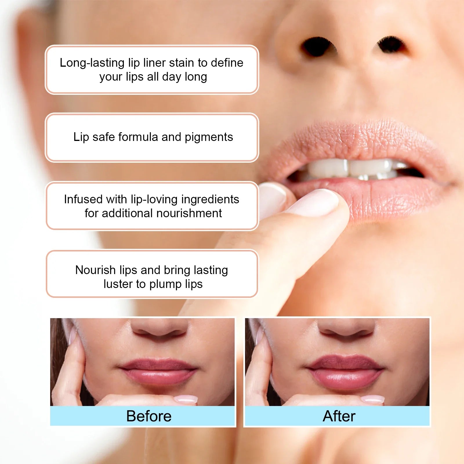 EELHOE Peel Lip Liner Outline Lip Shape Matte Lip Color Non-faint Red Brown Waterproof Long Lasting Contour Liner Lip Brush