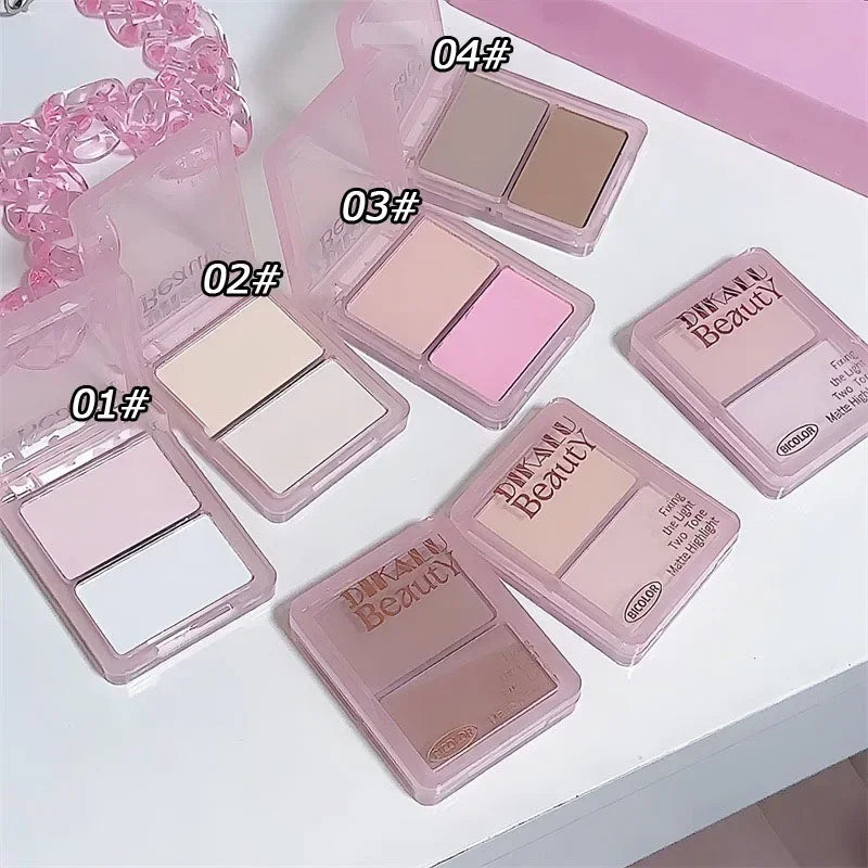 Two-tone Highlight Shading Powder Contour Palette Natural Matte Brighten Skin Blusher Bronzers Shaping Face Nose Shadow Makeup