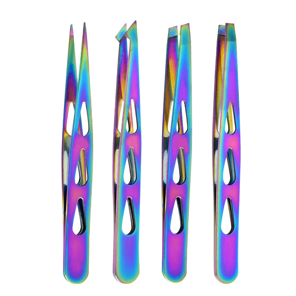 Professional 4pcs Eyebrow Tweezers Set - Precision for Brow Shaping, Beard Plucking & False Lash Application,Eyebrow Tool Set