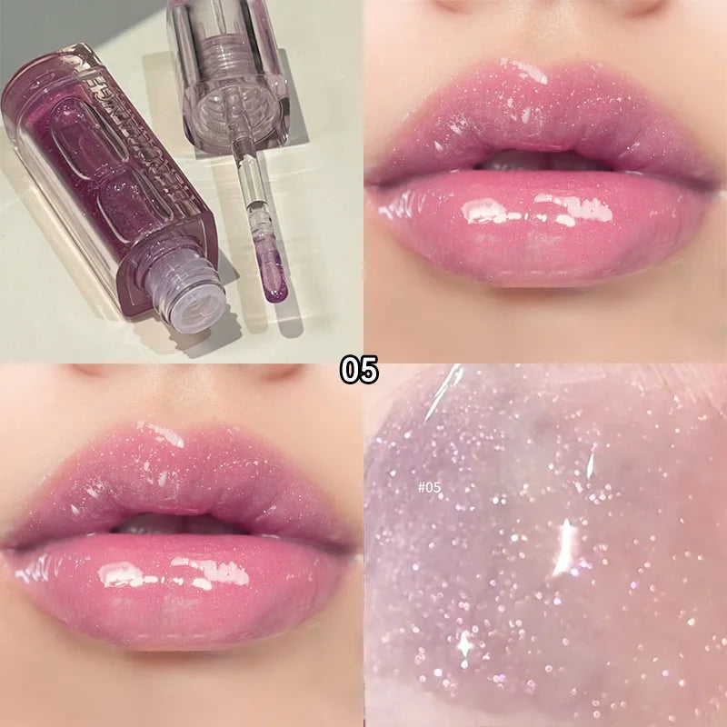Herorange Lip Oil: Hydrating and Moisturizing, Korean-Style Color Change, Fine Glitter, Improves Lip Wrinkles and Prevents Cracking, Water Gloss, Plump Lip Feel. A Winter Essential and Also Suitable as a Holiday Gift.