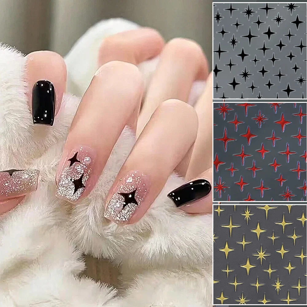 1pcs Star-Themed Nail Art Stickers 3D Self-Adhesive Plastic Decals With Glitter Finish Anime Rectangle Shape Ideal For DIY Nails