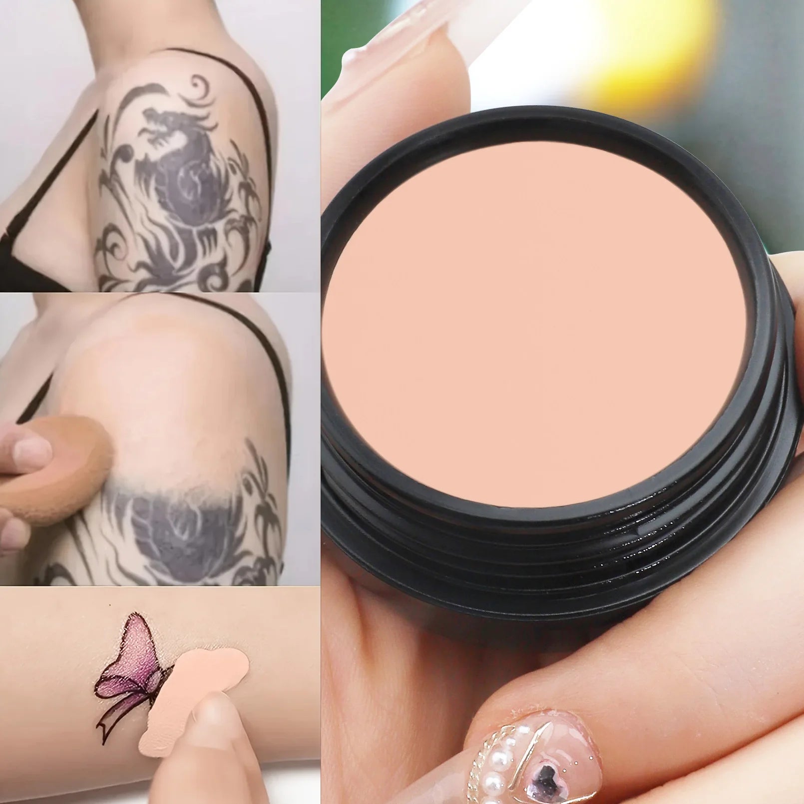 Waterproof Full Coverage Concealer for Tattoos, Scars - Natural Finish Foundation for All Skin Tones & Types
