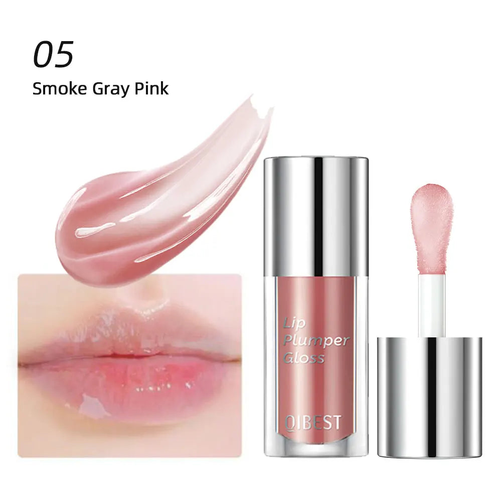 QIBEST Crystal Jelly Moisturizing Lip Oil Plumping Lip Gloss Makeup Sexy Plump Lip Glow Oil Tinted Lip Plumper Lip Care 6 Colors