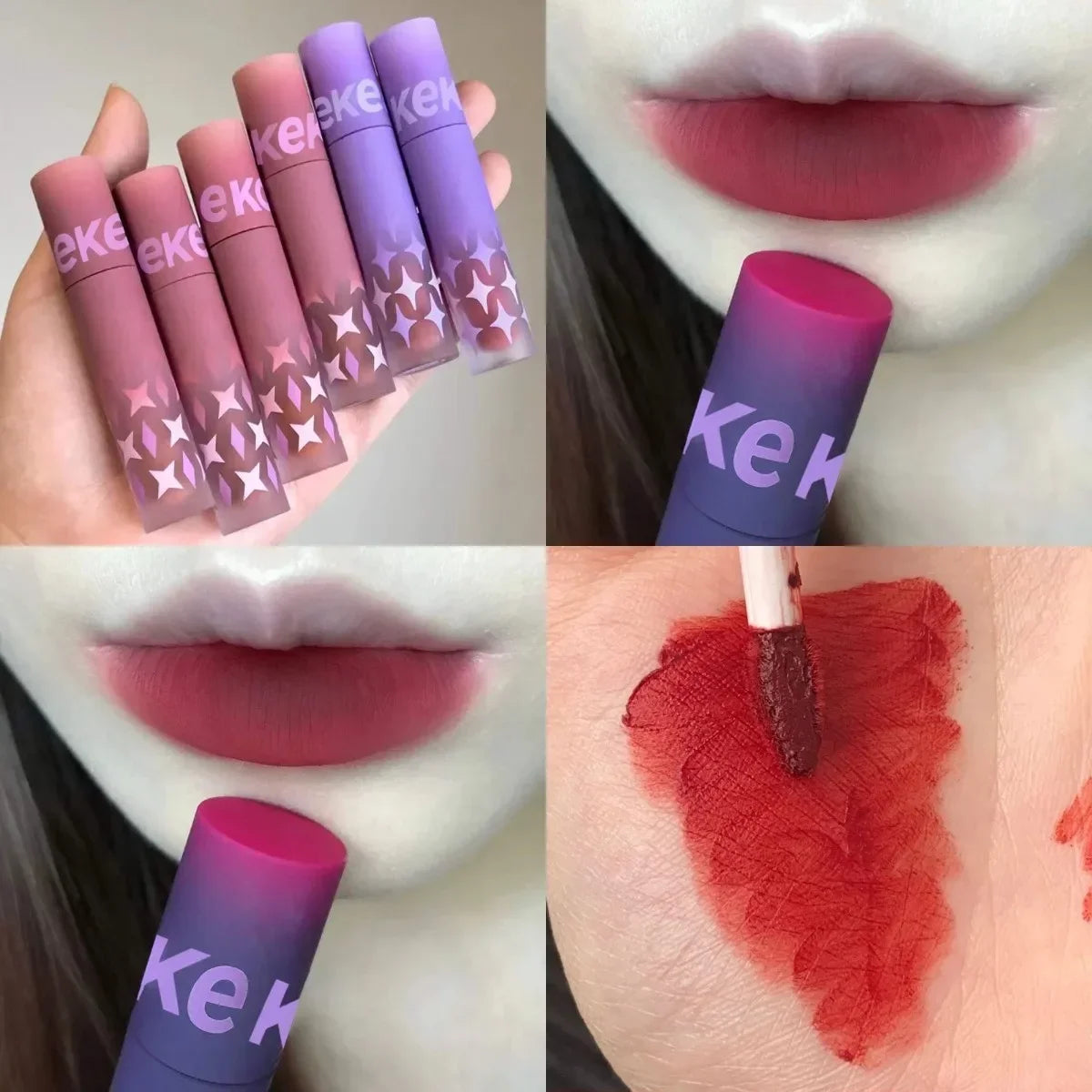 1pcs Punk Gothic Black Lipstick Matte Brown Lip Satin Red Lip Tint Waterproof Matte Liquid Liptsick Lip Gloss Korean Cosmetics