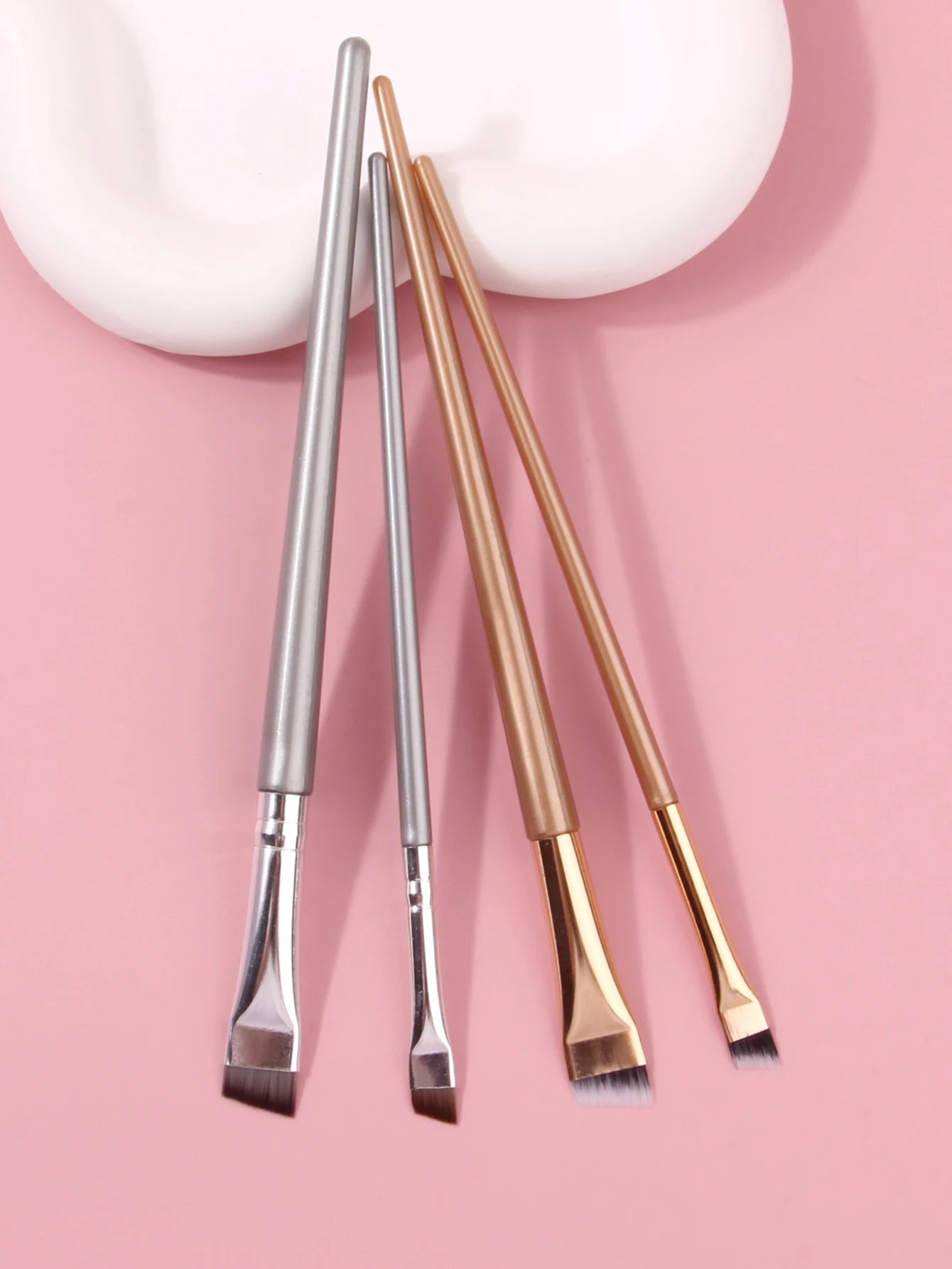 4PCS Liquid Eyeliner Brush Ultra Thin Fine Oblique Angle Flat Head Eyebrow Brush