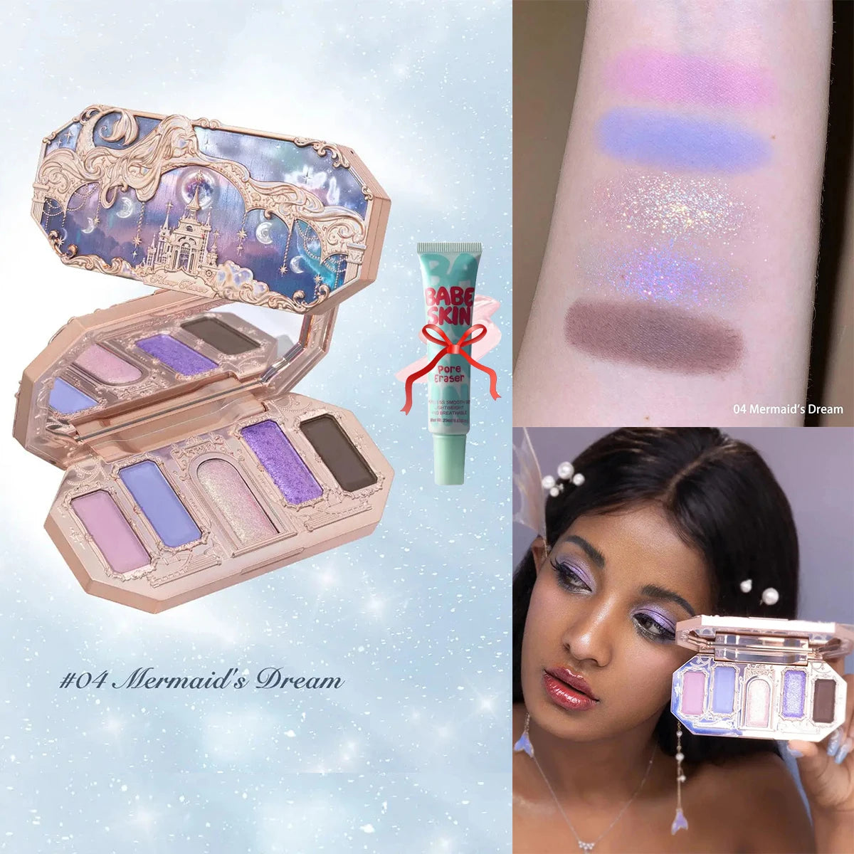 Flower Knows Chocolate Wonder-Shop 8-Color Eyeshadow Palette Matte Shimmer Waterproof Highly Pigmented Long Lasting Makeup