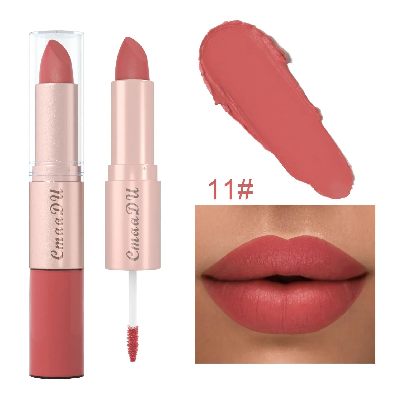 Double Ended Matte Lipstick Waterproof Nude Matte Velvet Glossy Lip Gloss Lip Balm Sexy Red Lip Tint Women Fashion Makeup Gift