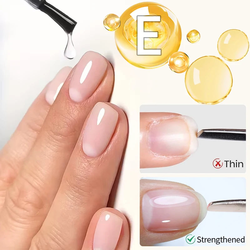 PUENTE 15ML Vitamin E Base Coat Gel Nail Polish For Soft Thin Breaking Nails Strengthen Soak Off UV Gel Varnish For Nail Care