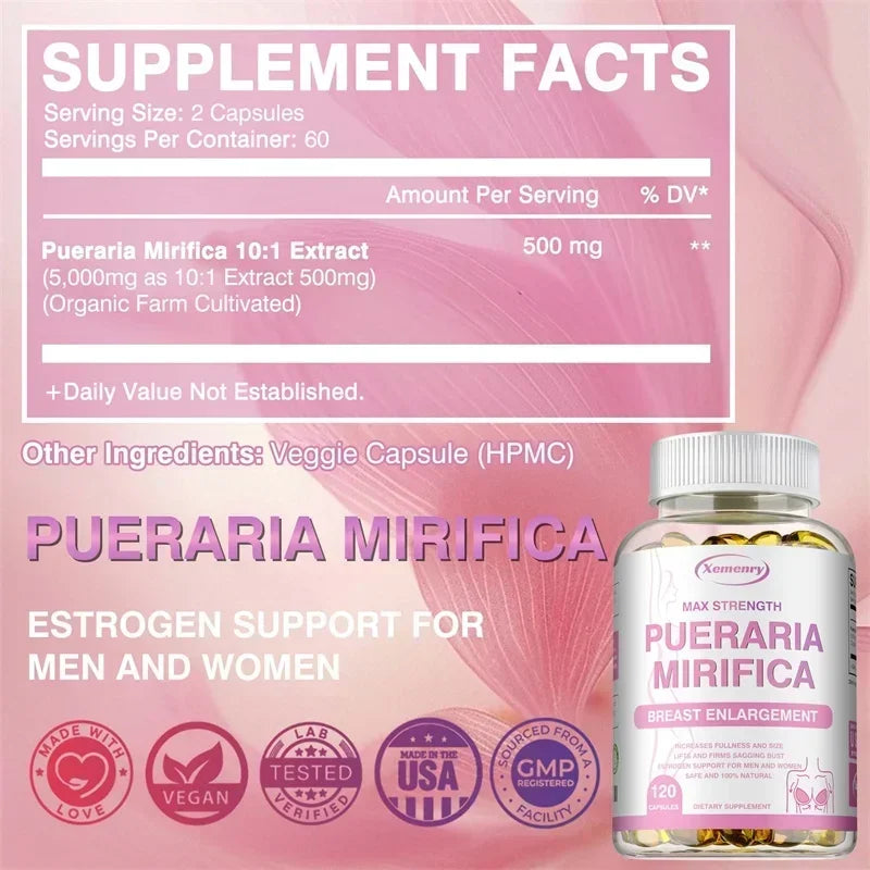 Pueraria Mirifica Supplement - To Support Breasts To Be Round, Firm and Elastic, Promote Balanced Estrogen Metabolism