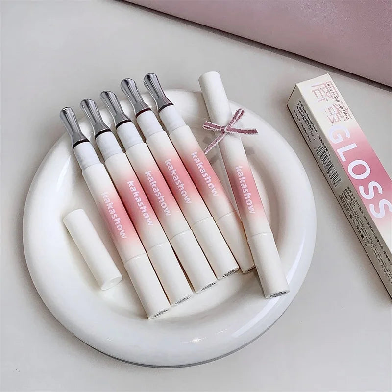 Kakashow Mirror Watery Lip Gloss Iron Brush Head Jelly Lipgloss Moisturizing Lip Tint Lipstick Nature Nude Lips Makeup Cosmetics
