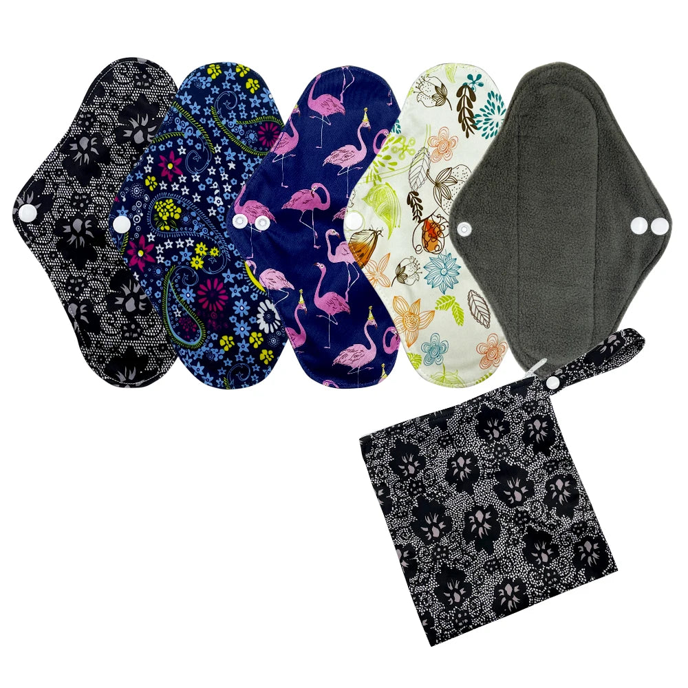 Eco-Friendly Reusable Sanitary Pads Set - Durable Leak-Proof Washable mama cloth Pads for Active Women Workout & Travel