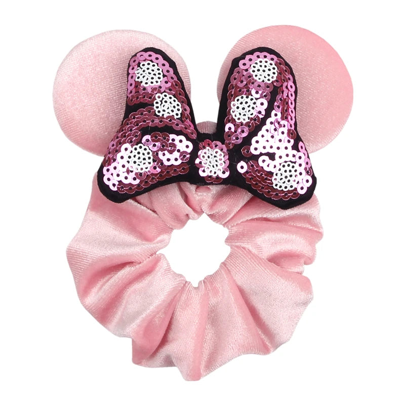 Women Ears Hair Scrunchies Velvet Hairbands For Girls Sequins Bows Headband Women Trip DIY Accessories Mouse Party Decor