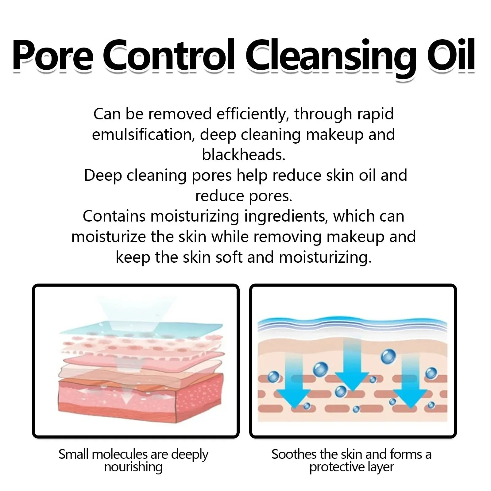 Makeup Removal Oil Purifying Pores Shrinking Deeply Cleansing Soothing Skin Gentle Refreshing Moisturizing Facial Cleanser Oil