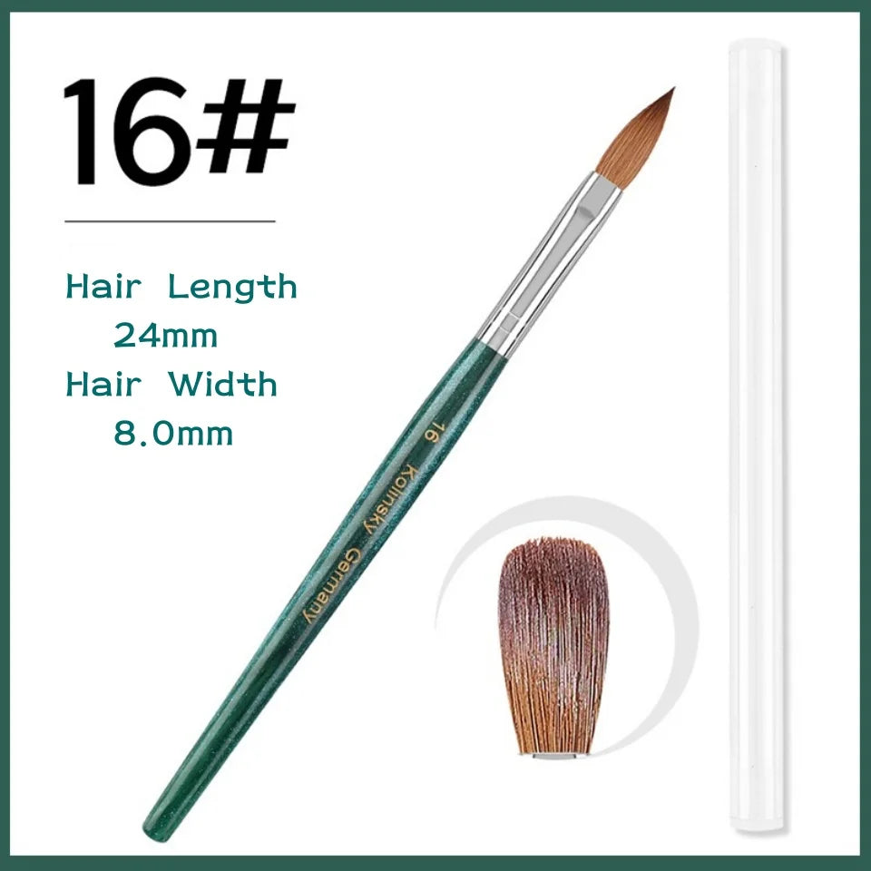 100% Kolinsky Acrylic Nail Brush Nail Art Brushes with Green Plastic Handle Acrylic Nail Tools