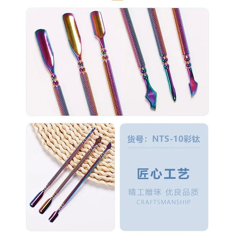 3Pcs Nail Cuticle Pusher Stainless Steel Cuticle Remover Pusher Dead Skin Pedicure Nail Care Clean Manicure Tools