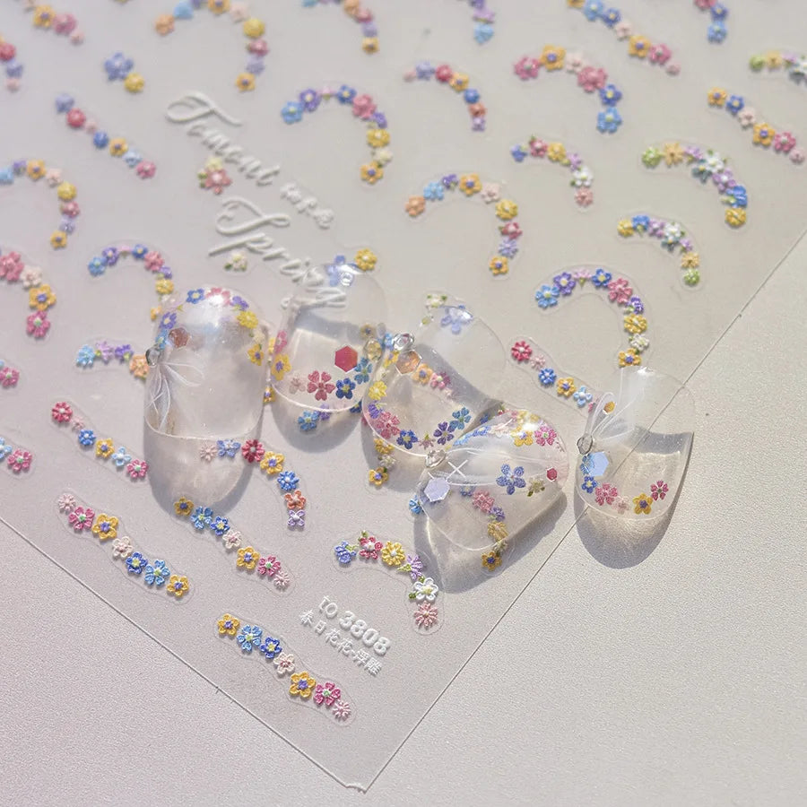 1pcs Dream Flower Window Shell Light Nail Art Stickers Japanese Flower Self Adhesive Stickers Press On Nails Decoration Decals