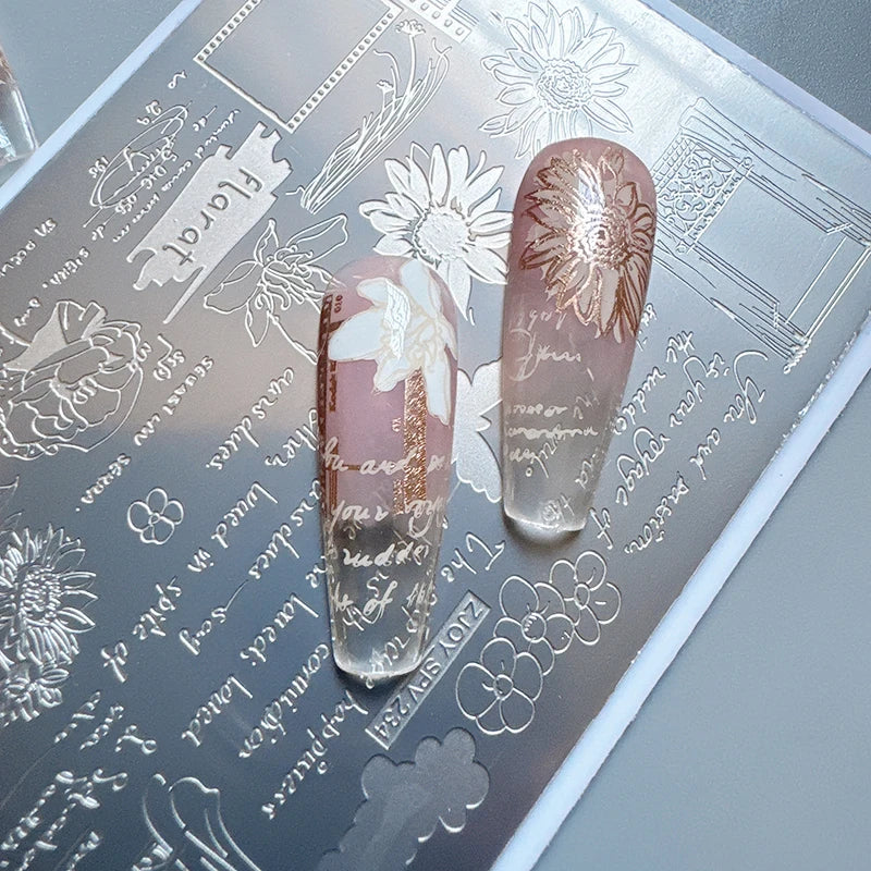 Letters & Flowers Nail Art Stamping Plates Image Templates DIY Manicure Nail Art Stamp Templates
