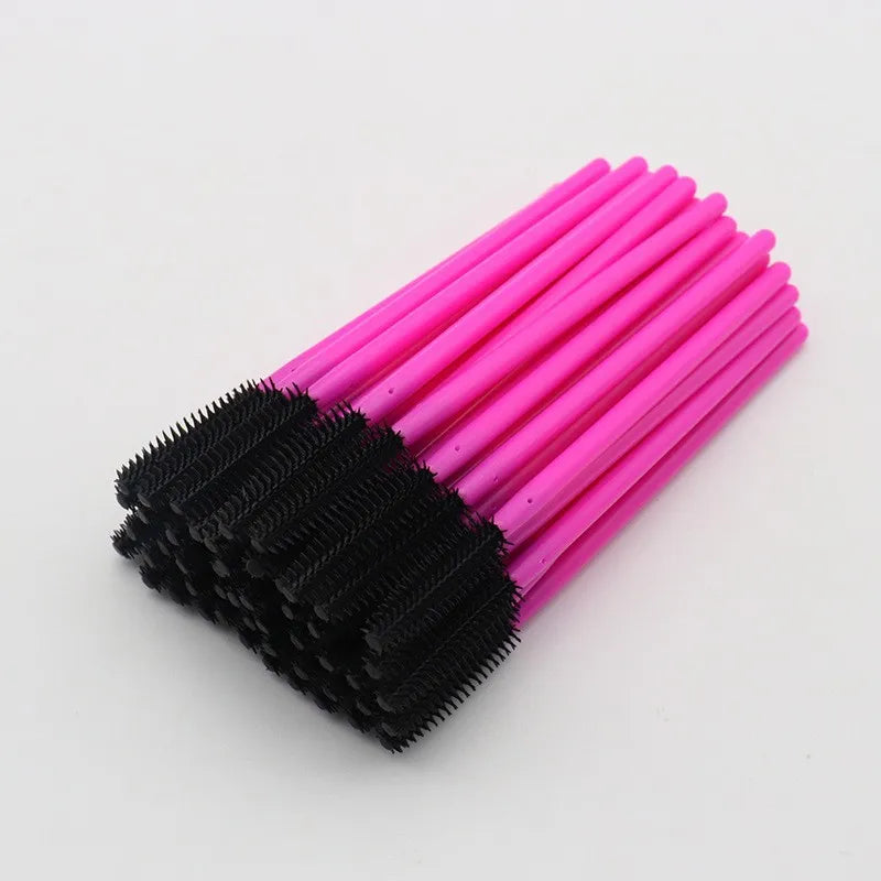 50pcs Silicone Eyelash Brush Mascara Wands Applicator Eyebrow Comb Rod Spoolies Brushes Lash Extension Supplies Makeup Tools