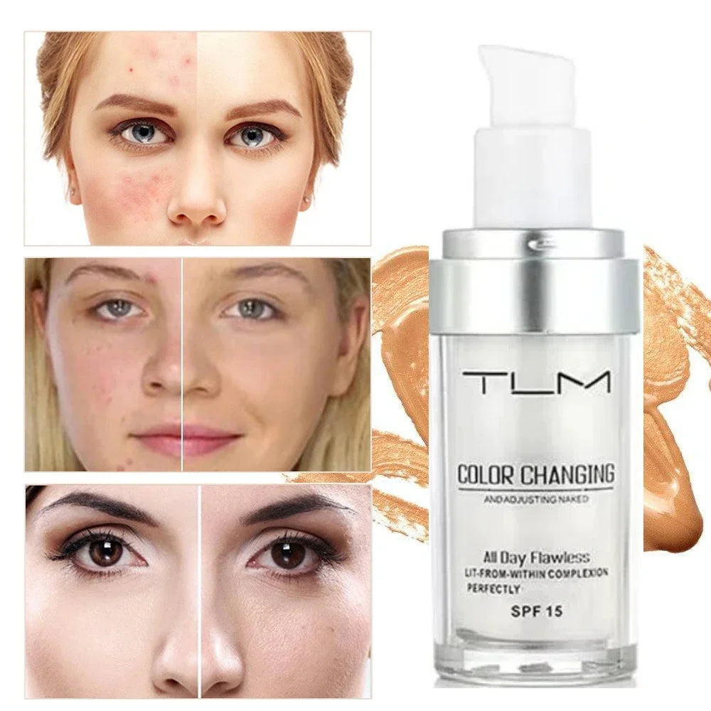 30ML TLM Foundation Color Changing Makeup Base Nude Face Full Cover Matte Concealer Long Lasting Make Up Liquid Foundation Cream