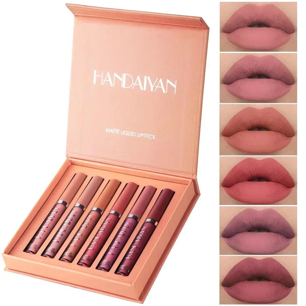 HANDAIYAN 6 PCS Matte Lipstick Set For Women Waterproof Smudge-Proof Long-Lasting Lips